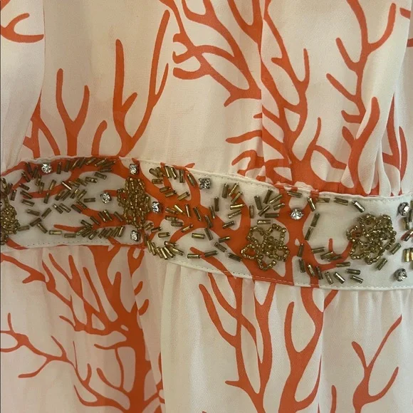 MICHAEL Michael Kors Silk Coral Print Halter Top with Embellished Waist, Size 10 - Picture 10 of 16